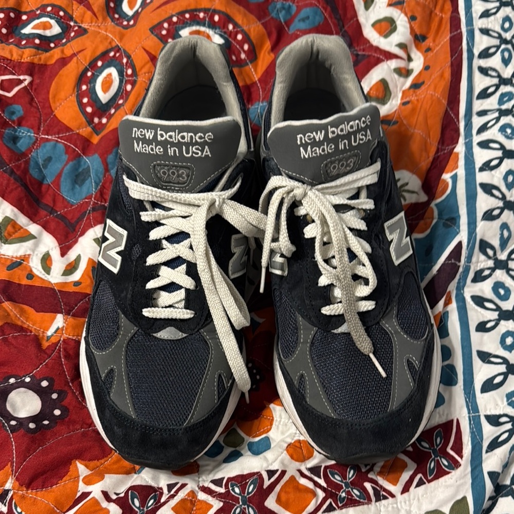 Mens 12 EE wide Made in USA New Balance 993 Kith Navy White